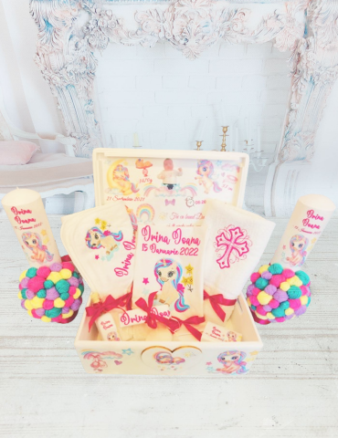 Set botez brodat cu unicorn...