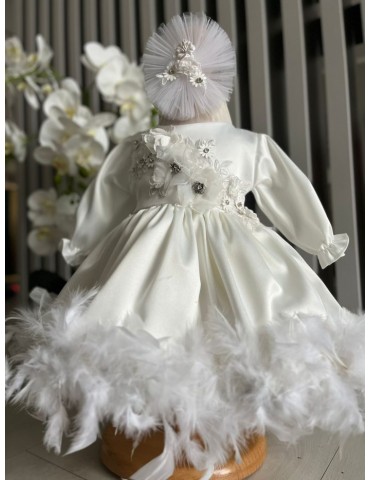 Rochie de botez cu pene -...