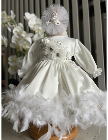 Rochie de botez cu pene -...