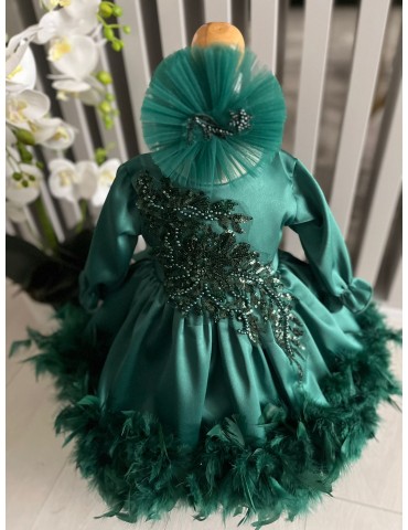 Rochie de botez cu pene -...