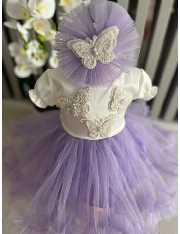 Rochie de botez cu tulle-...