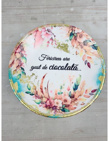 Platou sticlă decoupage cu...