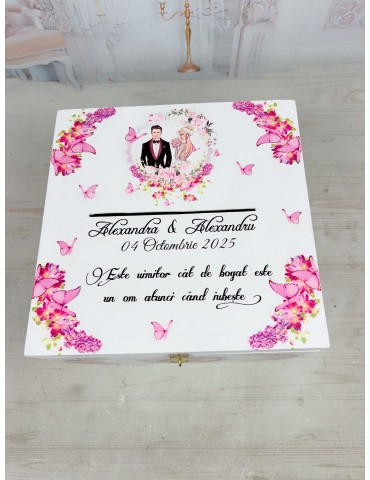 Cutie de dar nunta nuante roz