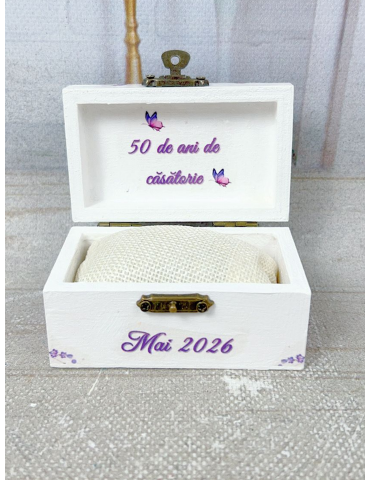 Cutie verighete din lemn -...