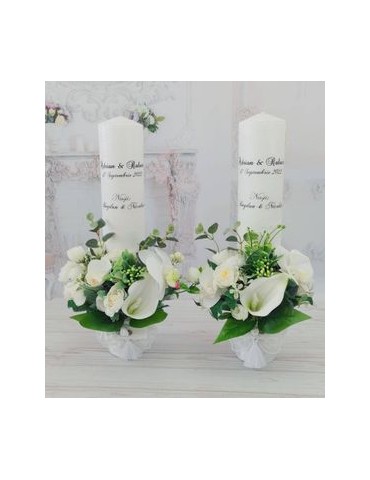 Lumanari de nunta cu cale albe